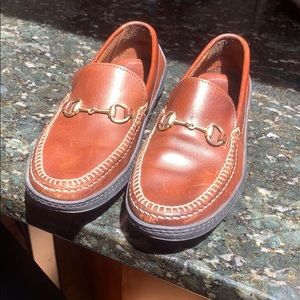 Gucci Brown Leather Gold Horsebit Loafer